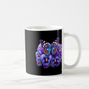 Mug Papillon Avec Fleurs Violettes Pensée Démence Heim