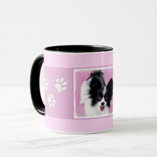 Mug Papillon (blanc et noir) Peinture - Chien Art