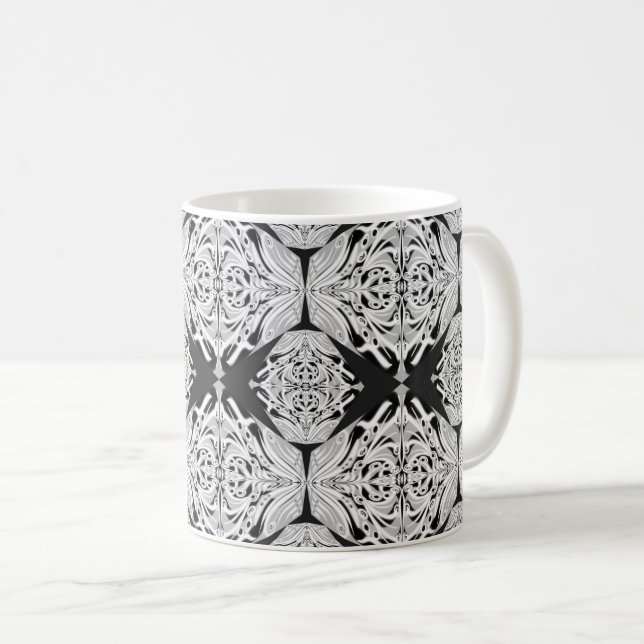 Mug Papillon blanc gris Aile Motif Abstrait (Devant droit)