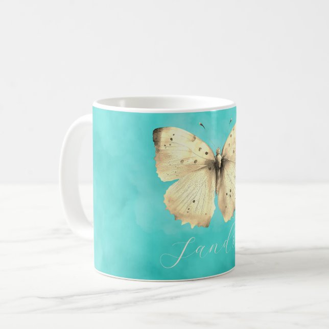 Mug Papillon bleu clair romantique (Devant gauche)