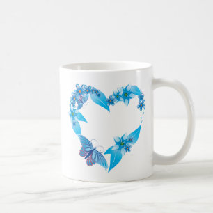 Mug Papillon bleu coeur floral