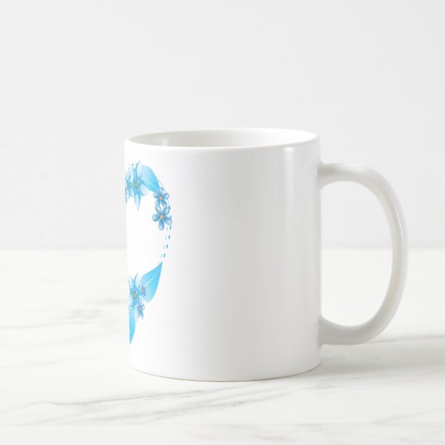 Mug Papillon bleu coeur floral (Droite)