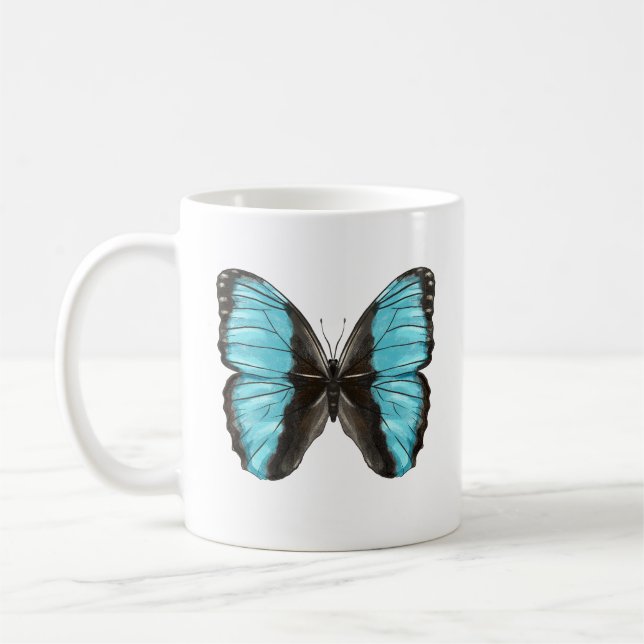 Mug Papillon bleu Insect Art Amour de la nature (Gauche)