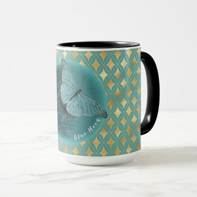 Mug Papillon bleu lune (Devant droit)
