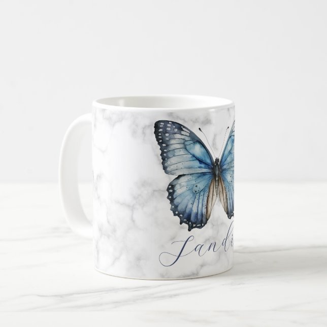 Mug Papillon bleu romantique (Devant gauche)