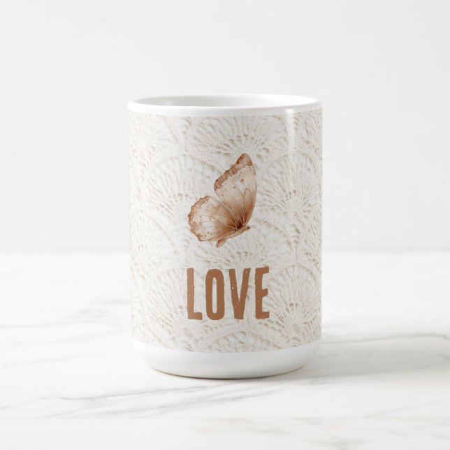 Mug Papillon Bohème Bohémien Marron Crème (Centre)