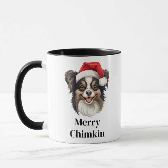 Mug Papillon Chien Santa Hat Noël (Gauche)