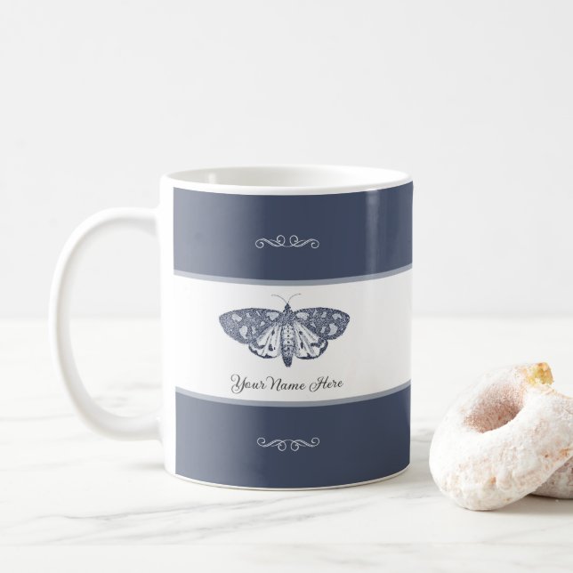 Mug Papillon classique Insect Ajouter votre nom gris f (Avec donut)