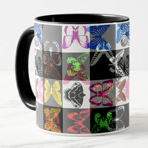 Mug Papillon coloré carreaux tartan à carreaux motif d