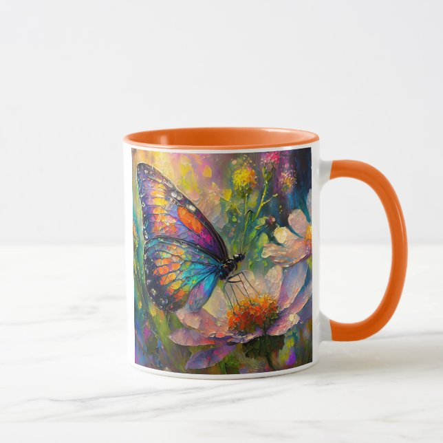 Mug Papillon coloré et Fleurs sauvages à Sunrise (Droite)