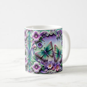 Mug Papillon Coloré Floral Art 3D  Printemps Vibrant G