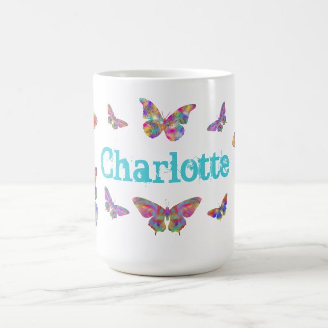 Mug Papillon coloré motif ajouter nom (Centre)