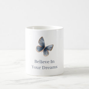 Mug Papillon crème bleu blanc