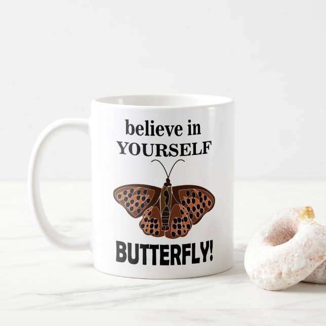 Mug Papillon Croyez En Vous-Même Inspirant  (Avec donut)