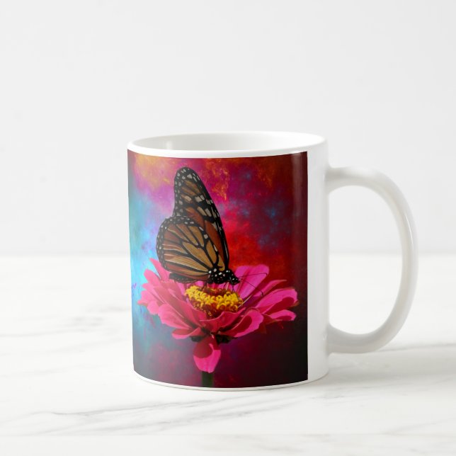 Mug papillon de Bohème turquoise de turquoise fuchsia (Droite)