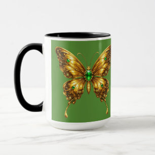 Mug Papillon de cristal émeraude doré