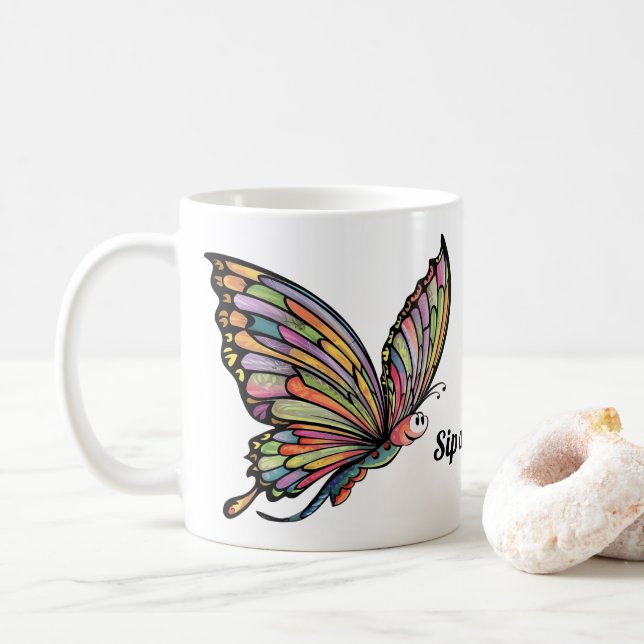 Mug Papillon de dessin animé personnalisé (Avec donut)