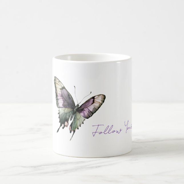 Mug Papillon de joie vert pourpre suivre (Centre)
