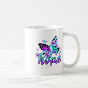 Mug Papillon de l'espoir violet et ruban sarcelle Suic