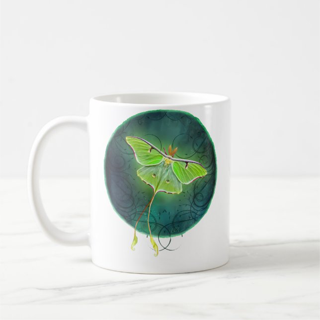Mug Papillon de lune par Cheryl Casey Art Lune Verte (Gauche)
