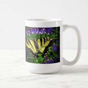 Mug Papillon de rayure de tigre et fleurs bleues