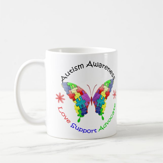 Mug Papillon de sensibilisation sur l'autisme (Gauche)