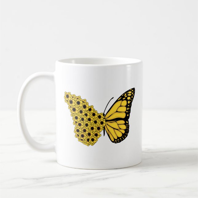 Mug papillon de tournesol femmes vintage monarque (Gauche)