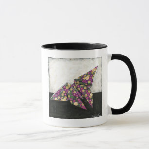 Mug Papillon d'origami sur le papier floral