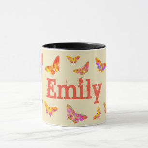 Mug Papillon élégant vintage classique Ajouter le nom 