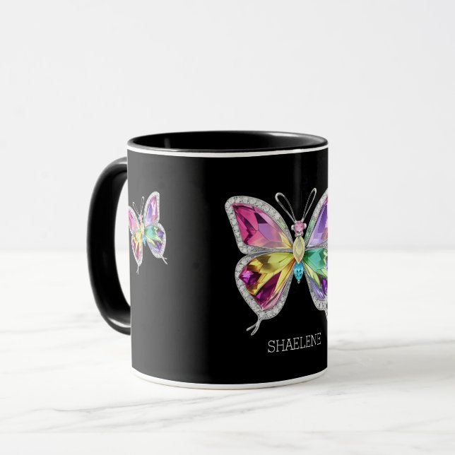Mug Papillon en cristal arc-en-ciel bijoux (Devant gauche)