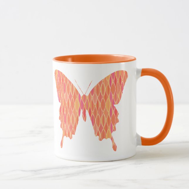 Mug Papillon en imprimé abstrait - nuances d'orange (Droite)
