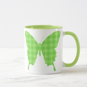 Mug Papillon en papier peint - vert citron