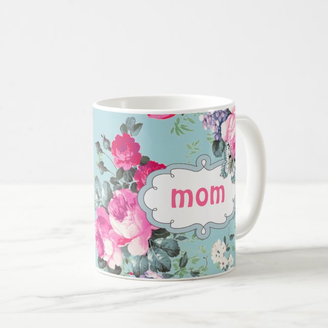 Mug Papillon et cadeau de la fête des mères Roses Vint (Devant droit)