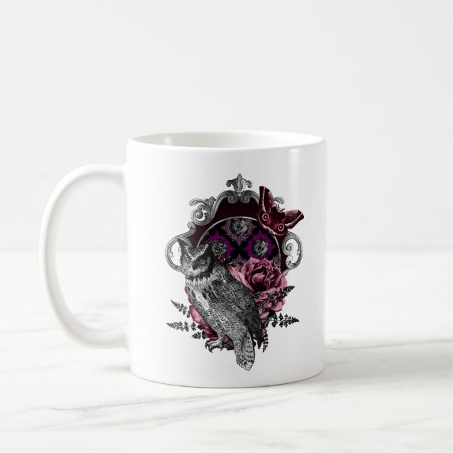 Mug Papillon Et Fleurs De Chouette Noire - Gothique (Gauche)