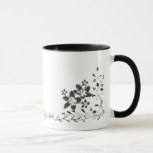 Papillon et fleurs élégants en ligne artistique en
