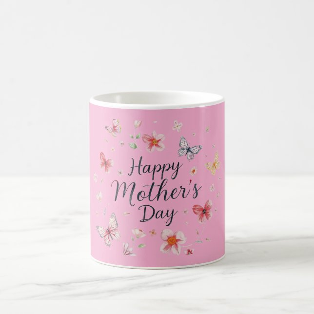 Mug Papillon et fleurs Joyeuse fête des mères  (Centre)