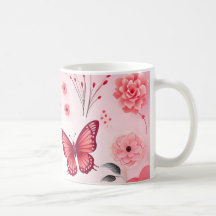 Papillon et floral rose 
