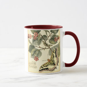 Mug Papillon et libellule avec les fleurs rouges