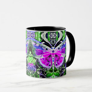 Mug Papillon et Médaillon Motif Batik en violet