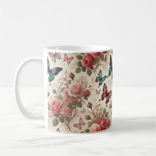 Mug Papillon et Motif Rose