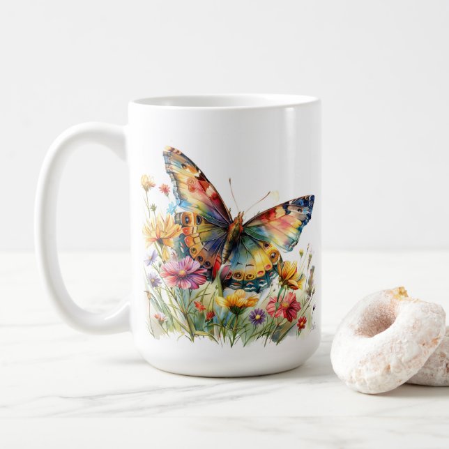 Mug Papillon et pâte à café Fleur sauvage (Avec donut)