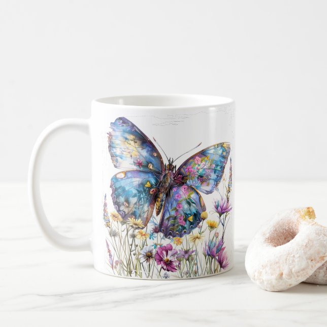 Mug Papillon et pâte à café Fleur sauvage (Avec donut)