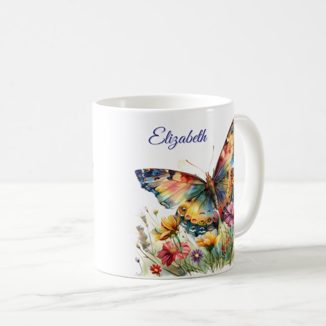 Mug Papillon et pâte à café Fleur sauvage (Devant droit)