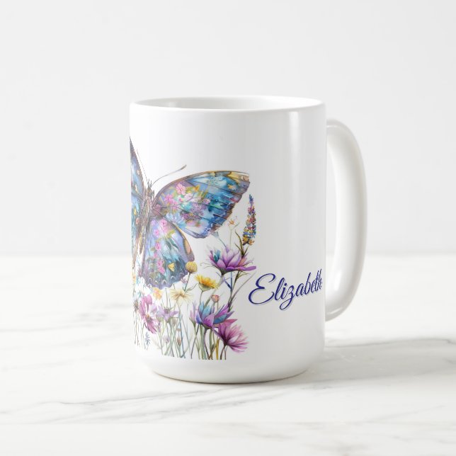 Mug Papillon et pâte à café Fleur sauvage (Devant droit)