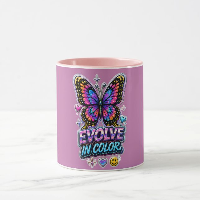 Mug Papillon Évoluer en Couleur 🦋 Inspirant  (Centre)