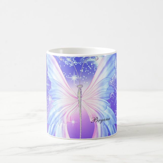 Mug Papillon Fantaisie Rose Et Violet Étincelle (Centre)