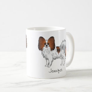 Mug Papillon Fauve Rouge Mignon Chien Avec Nom Personn