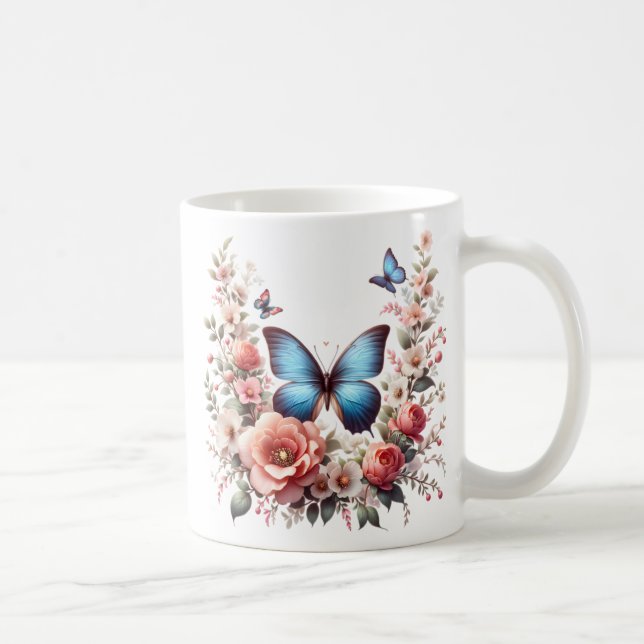 Mug Papillon Fleuriste Personnalisé Joyeux Anniversair (Droite)