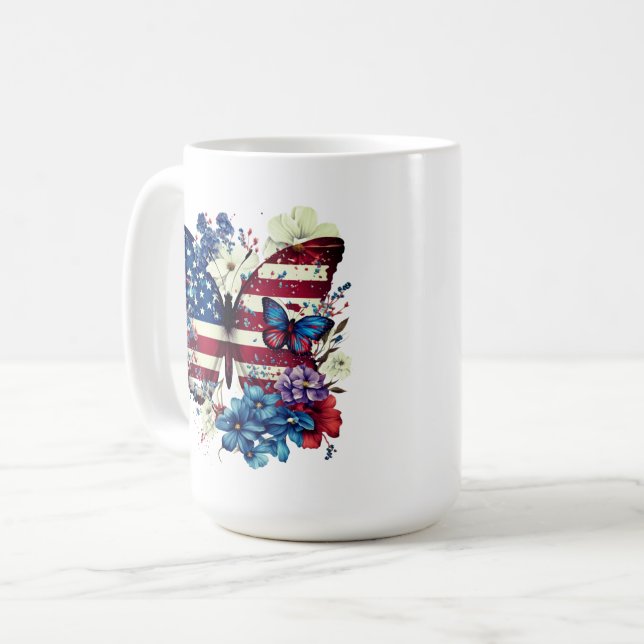 Mug Papillon, Fleurs, Fête de l'Indépendance (Devant gauche)