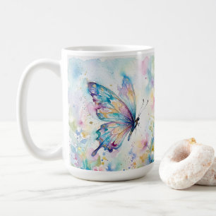 Mug Papillon Floral Aquarelle Coloré